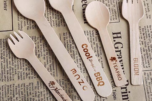Custom Logo Hot Stamping on Disposable Wooden Cutlery - OEM Shape & Branding Service Custom Logo Hot Stamping on Disposable Wooden Cutlery - OEM Shape & Branding Service